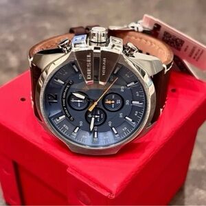 Diesel Mega Chief Leather Chronograph Mens Watch